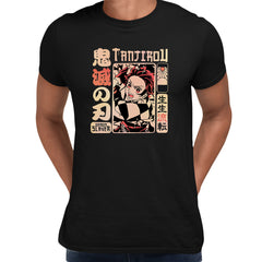 Demon Slayer Tanjiro Vintage Black t shirt Manga 