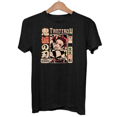 Demon Slayer Tanjiro Vintage Black t shirt Manga 