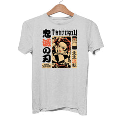 Demon Slayer Tanjiro Vintage Grey t shirt Manga 