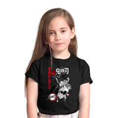 Demon Slayer Tanjiro And Nezuko Kimetsu Kids Black T shirt