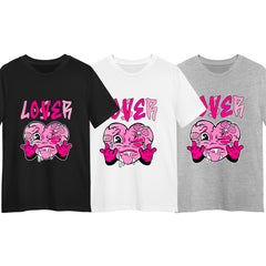 Pink Heart Loser Lover Funny T-shirt Drip Heart Matching Outfit Men Women