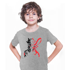 Naruto X Kurama Fox Soul Grey Kids T-shirt 