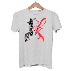 Naruto X Kurama Fox Soul Grey T-shirt 