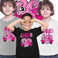 Pink Heart Loser Lover Funny T-shirt Drip Heart Matching Outfit Men Women