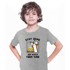 Tiger King Calvin Hobbes Grey Kids T Shirt 