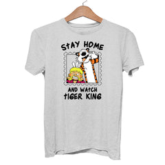 Tiger King Calvin Hobbes Grey Adult T Shirt 