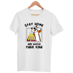 Tiger King Calvin Hobbes White Adult T Shirt 