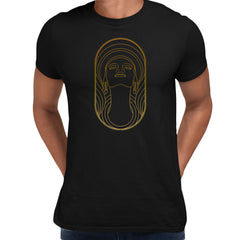 Art Deco Elegant Portraits Unisex T-shirt Golden Nostalgia Soft Line Design