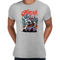 Cat City Attack Grey t-shirt Sarcastic Funny Godzilla