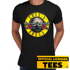 Guns N Roses T-Shirt Classic Logo Bullet Official Licenced Black Mens Tee Rock Slash