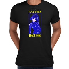 Post Punk Space Girl Japan Anime Character Black T-shirt