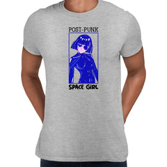 Post Punk Space Girl Japan Anime Character Grey T-shirt