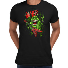 Slimer Ghostbusters Slayer Music Black  T-shirt