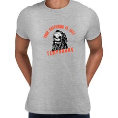 Sarcastic Suffering Funny T-shirt Spooky Skull Dark Grey Tee