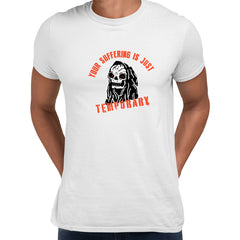 Sarcastic Suffering Funny T-shirt Spooky Skull Dark White Tee