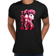 Tokio Anime Black T-shirt Girl Manga Japanese Shoji