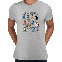 Type of Cats Funny Animal Grey T-shirt